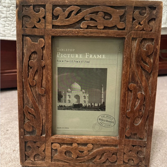ONE WORLD Other - World Market wooden tabletop picture frame holds 5 x 7 pictures. Made in India